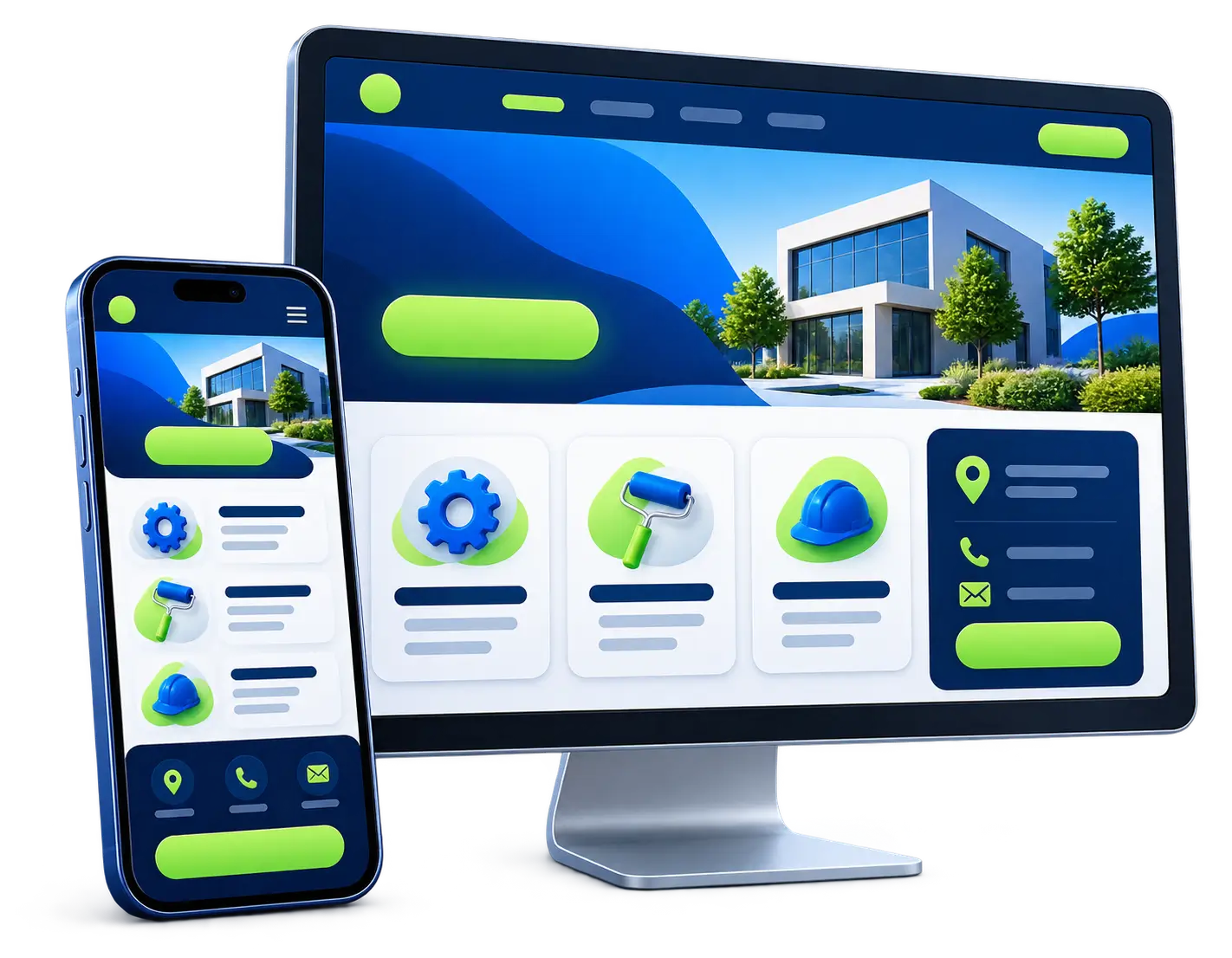 Ilustração de criação de site profissional para empresa local